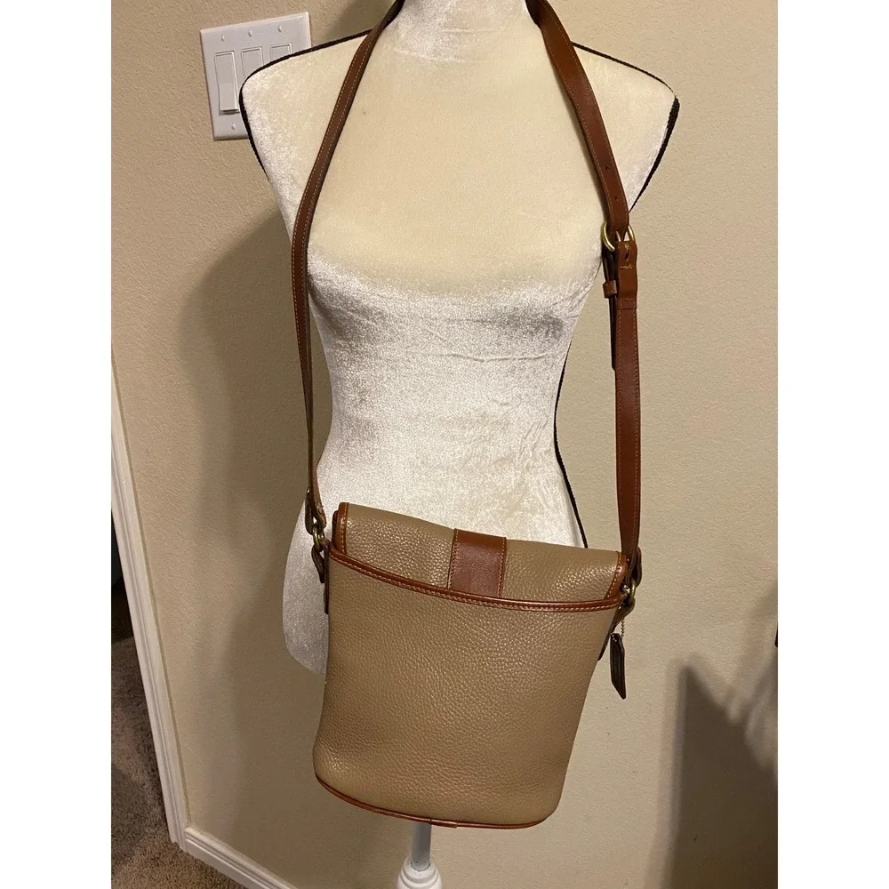 Coach Sheridan Stewart Bag Taupe‎ Brown Leather Crossbody Vintage Pre 1994
